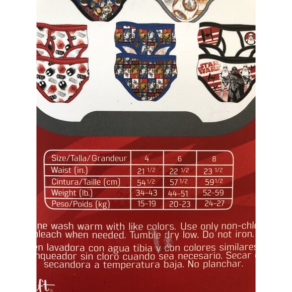 Disney Star Wars Boys Briefs The Last Jedi 5 Pairs Size 8 New in Package - Picture 3 of 3
